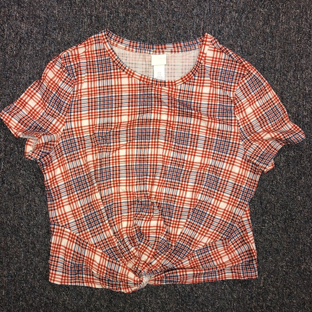 H&M Cropped Shirt (Orange & Blue)